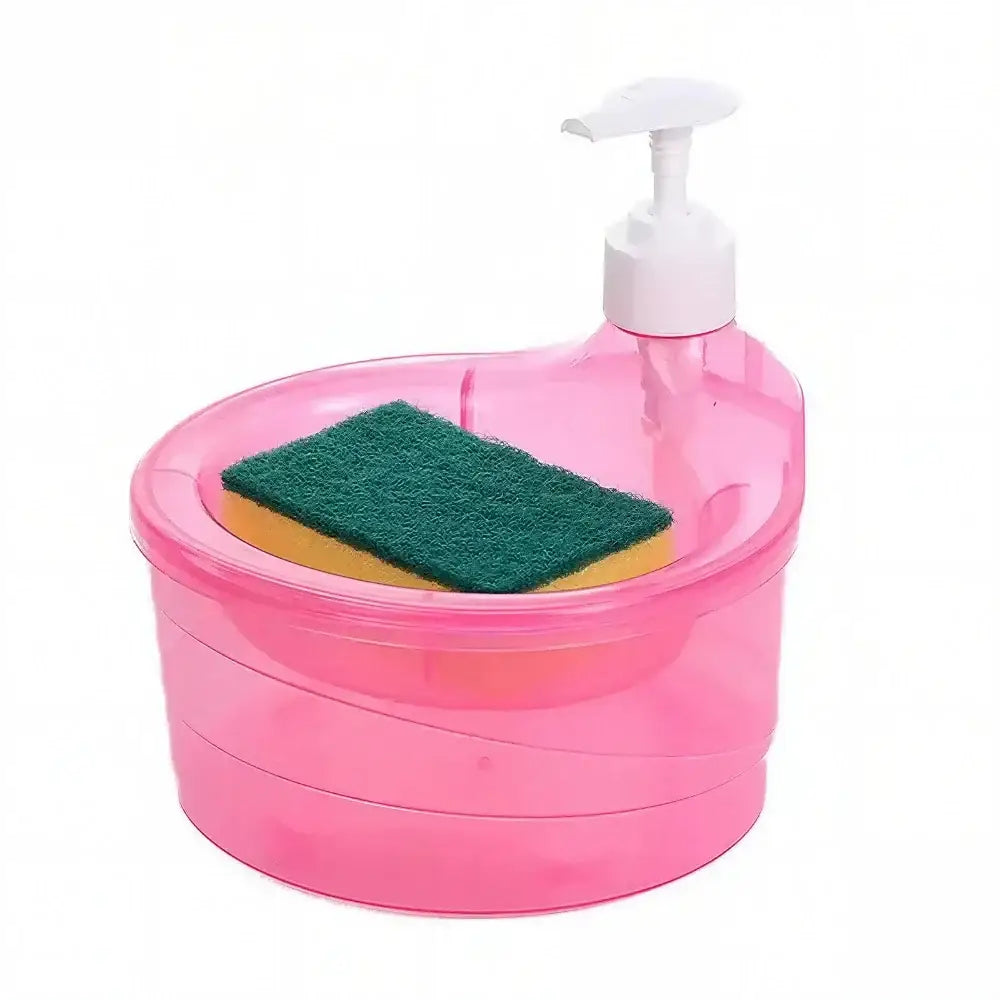 Dispenser de Detergente com Suporte para Esponja Fargos | 2 em 1 Prático e Inteligente - Vermelho - Dispenser