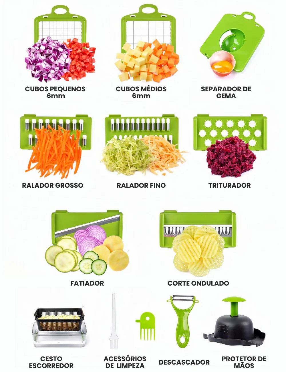 Cortador de Legumes 16 em 1 Multifuncional para Cozinha