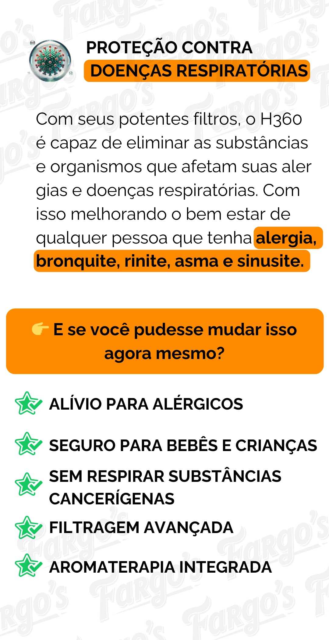 Purificador de Ar AirClean H360 - Com Filtro HEPA e Função Dupla