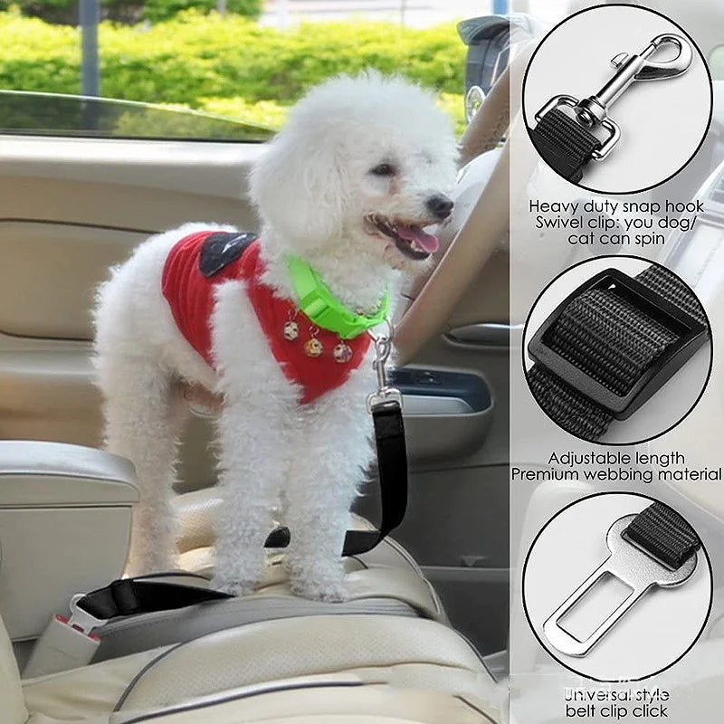 Pet Cat Dog Car Seat Belt Adjustable Safety Travel Clip Reflective Elastic Traction Rope French Bulldog Dog Accessories Supplies