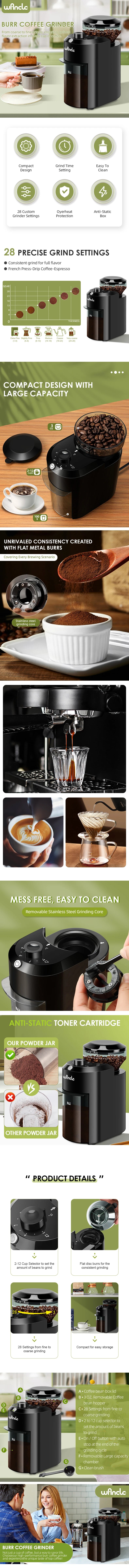 Moedor de Café Elétrico Wancle  – Moagem Super Precisa