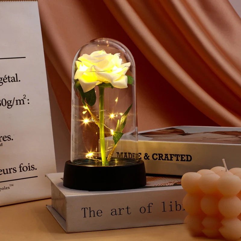Rosa Encantada com Luz LED – Um Presente Eterno