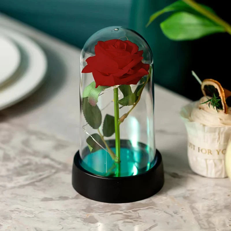 Rosa Encantada com Luz LED – Um Presente Eterno