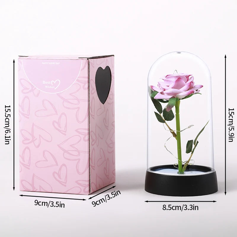 Rosa Encantada com Luz LED – Um Presente Eterno