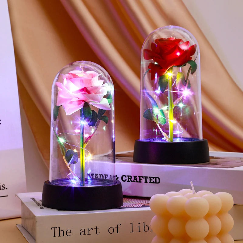 Rosa Encantada com Luz LED – Um Presente Eterno