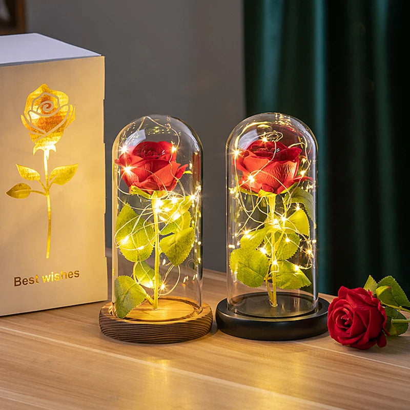 Rosa Encantada com Luz LED – Um Presente Eterno