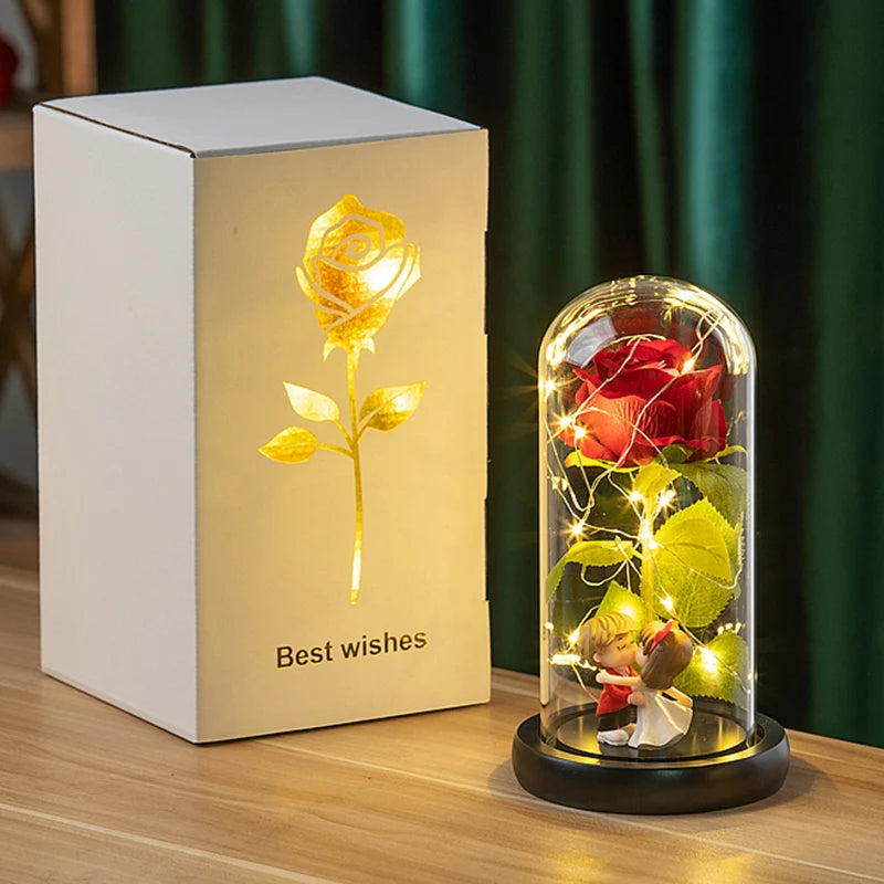 Rosa Encantada com Luz LED – Um Presente Eterno