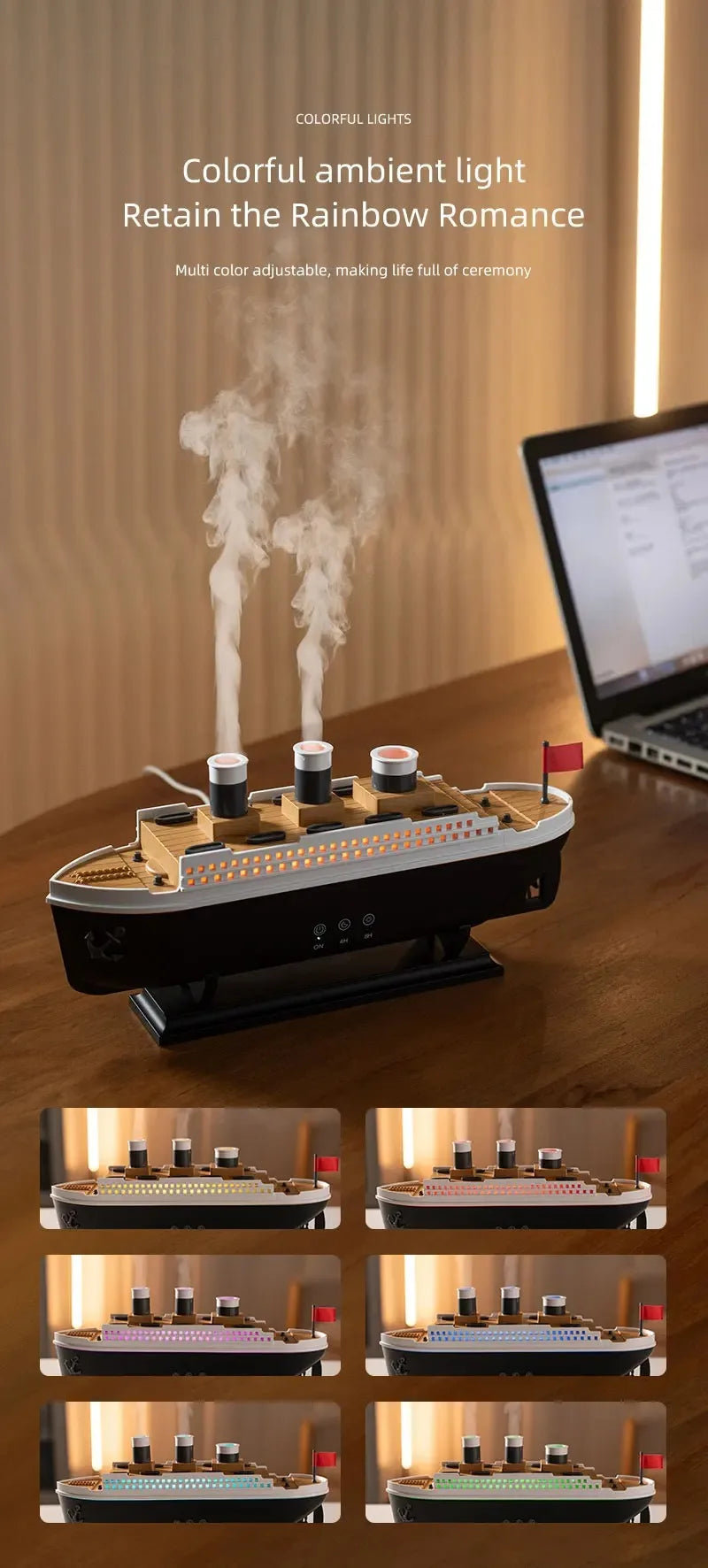 CosyFire® - Difusor Temático de Barco Titanic com Umidificador