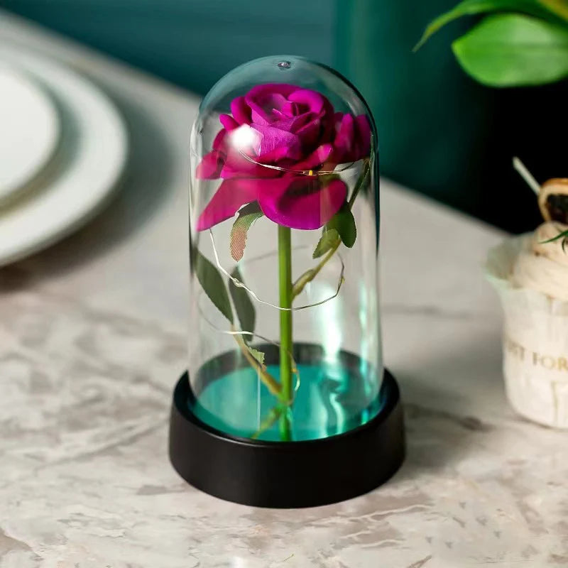 Rosa Encantada com Luz LED – Um Presente Eterno