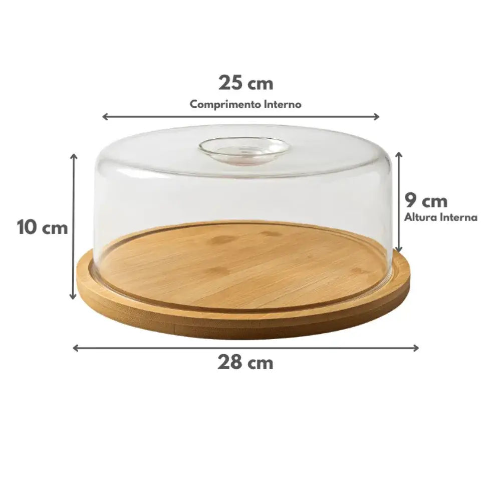 Boleira de Bambu com Tampa para Bolos e Tortas - Boleira