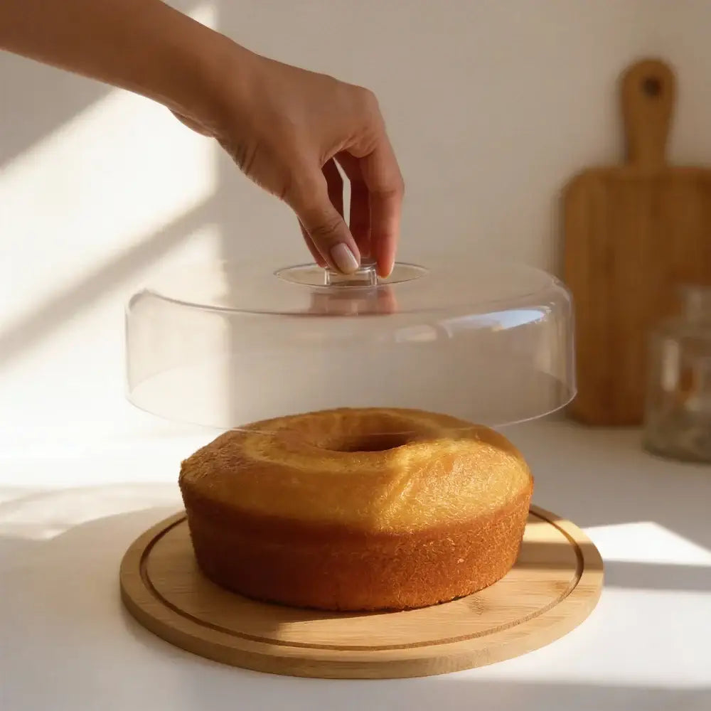Boleira de Bambu com Tampa para Bolos e Tortas - Boleira