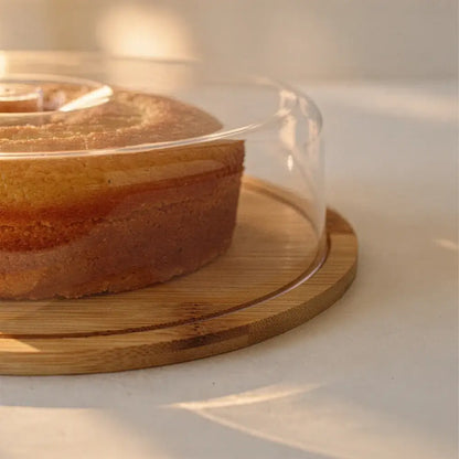 Boleira de Bambu com Tampa para Bolos e Tortas - Boleira