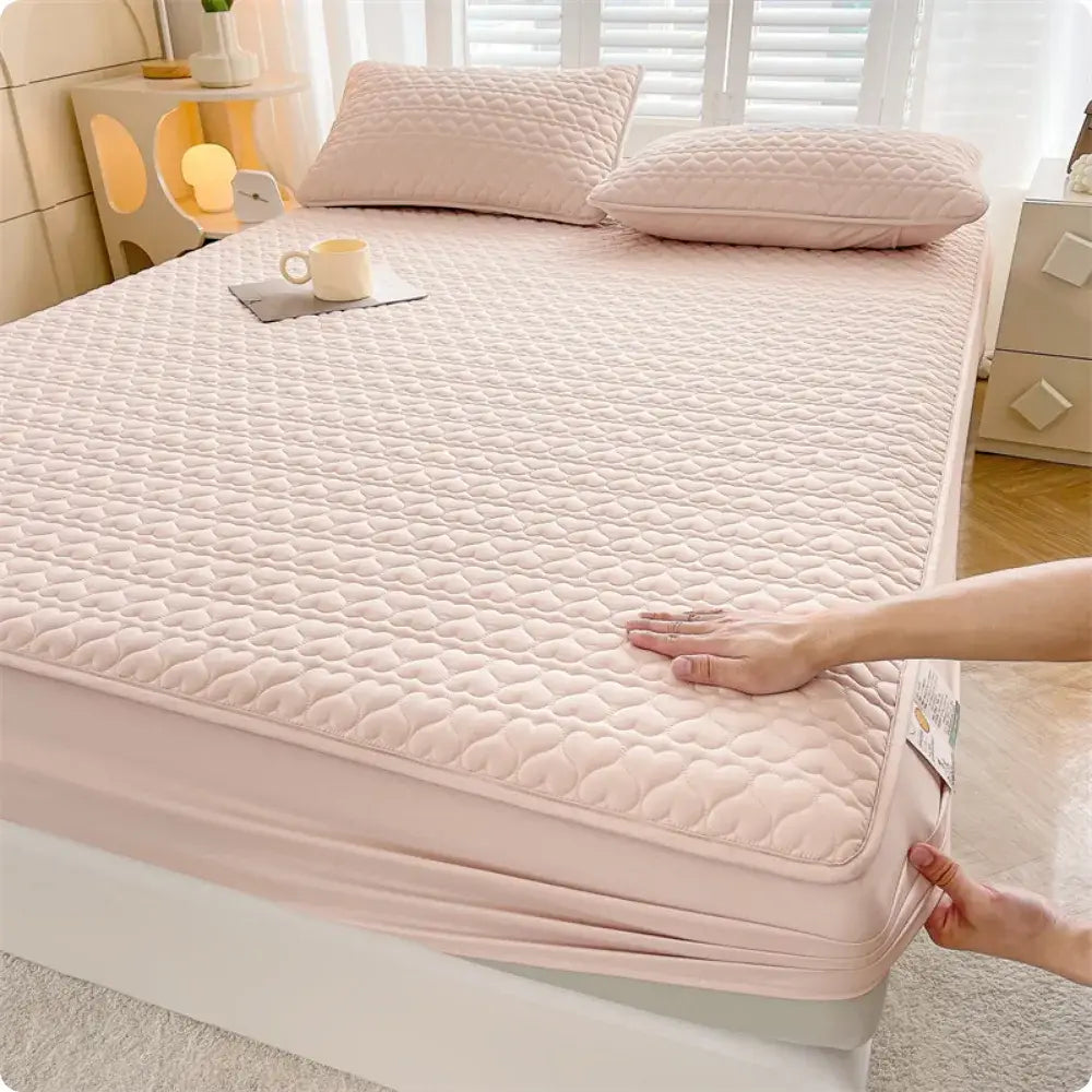 Capa de Colchão Impermeável Quilt + Fronhas - Rosa / Queen (1.60x2.00m) - Capa de Colchão Impermeável