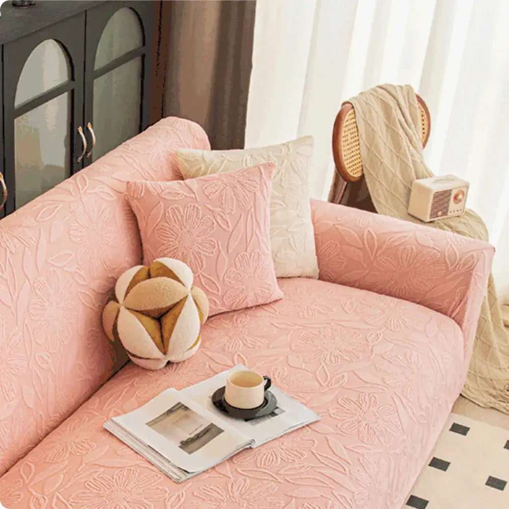 Capa de Sofá Bloom Premium | Textura Floral em Relevo e Toque Aconchegante - Capa de Sofá
