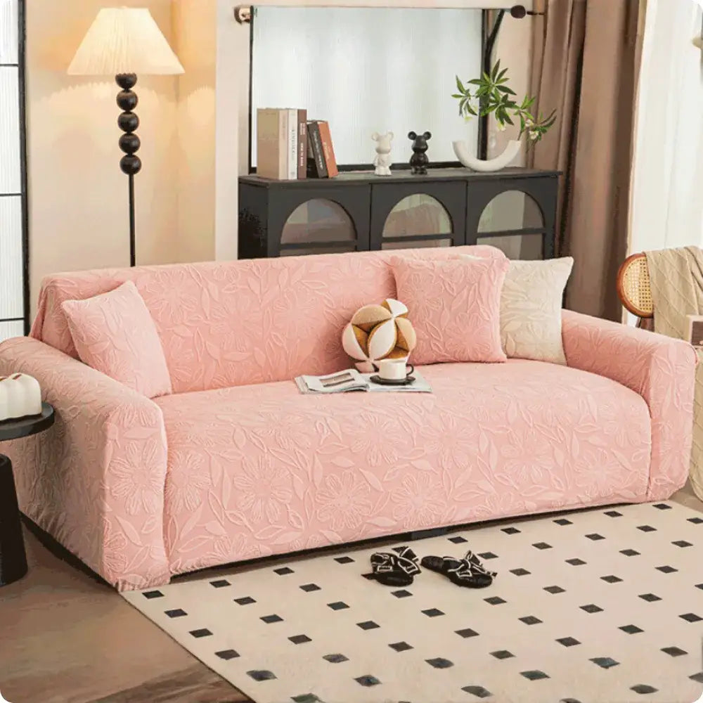 Capa de Sofá Bloom Premium | Textura Floral em Relevo e Toque Aconchegante - Capa de Sofá