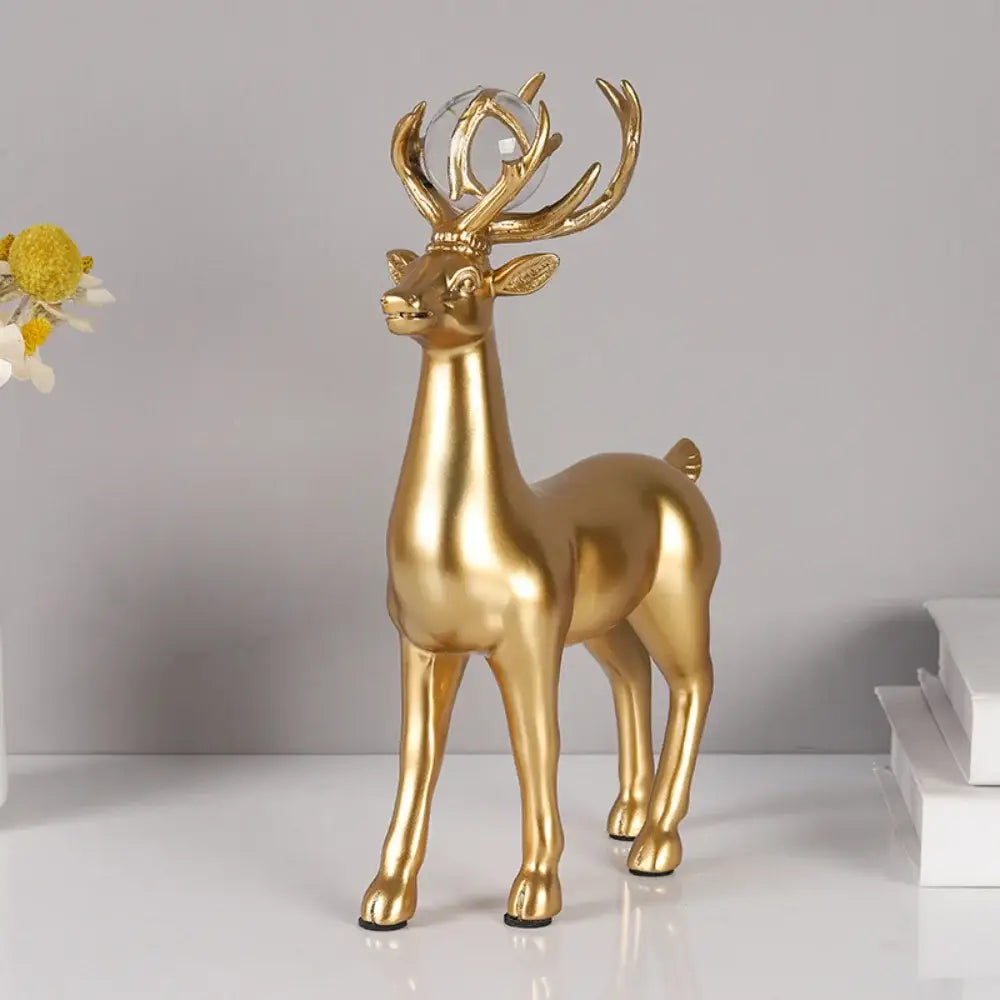 Conjunto 2 Veados Dourados Decorativos - 2 peças - Escultura