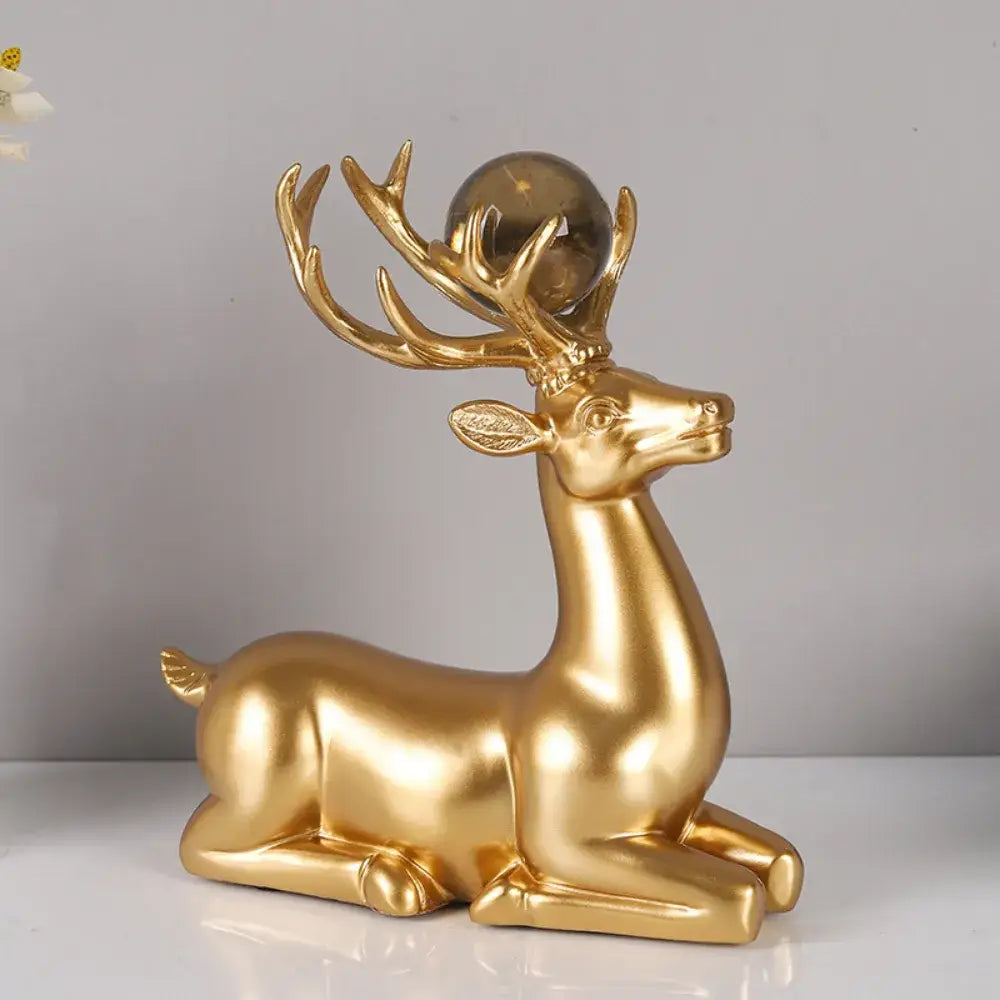 Conjunto 2 Veados Dourados Decorativos - 2 peças - Escultura