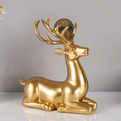 Conjunto 2 Veados Dourados Decorativos - 2 peças - Escultura