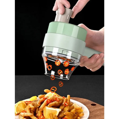 Conjunto de Cortador de Legumes 4 Em 1 Elétrico Portátil Carregável Multiuso Processador de Alimentos Sem Fio - Envio