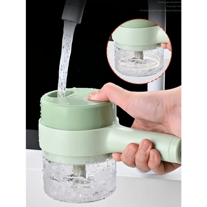 Conjunto de Cortador de Legumes 4 Em 1 Elétrico Portátil Carregável Multiuso Processador de Alimentos Sem Fio - Envio