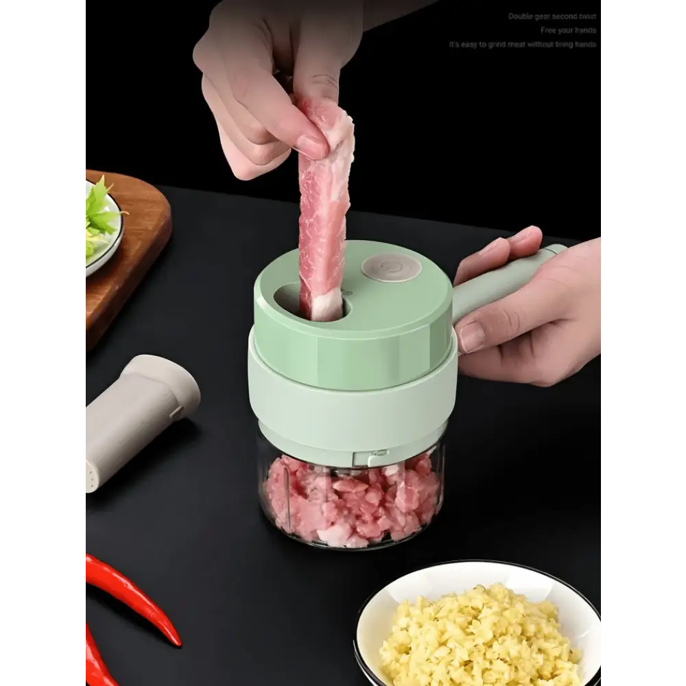 Conjunto de Cortador de Legumes 4 Em 1 Elétrico Portátil Carregável Multiuso Processador de Alimentos Sem Fio - Envio