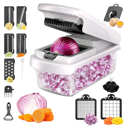 Cortador de Legumes 16 em 1 Multifuncional para Cozinha - Branco / 16 Peças - Cortador Multifuncional