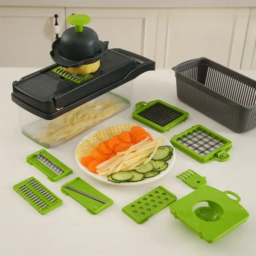 Cortador de Legumes 16 em 1 Multifuncional para Cozinha - 16 Peças - Cortador Multifuncional