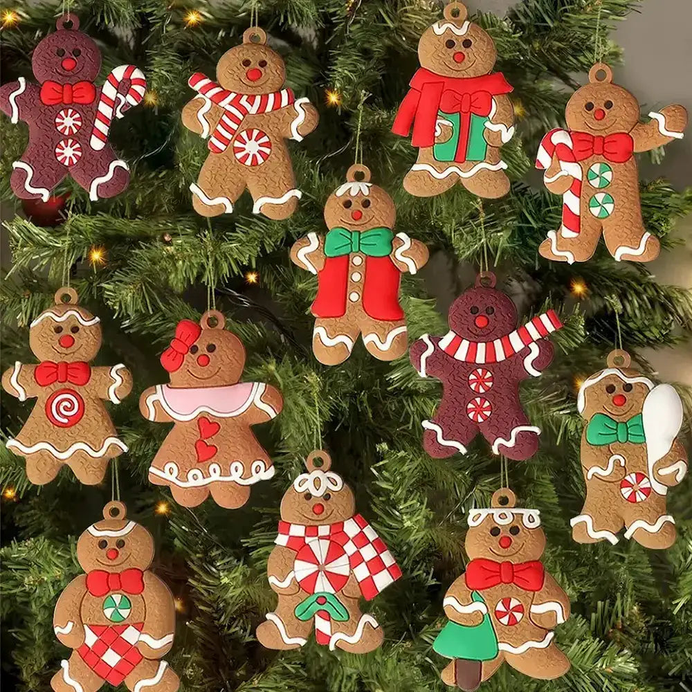 Decorativo Biscoito Gingerbread Árvore de Natal - 12 peças - Decorativo Natal