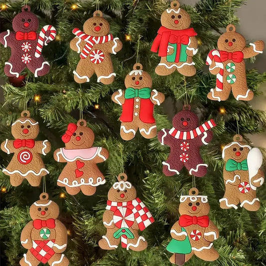 Decorativo Biscoito Gingerbread Árvore de Natal - 12 peças - Decorativo Natal