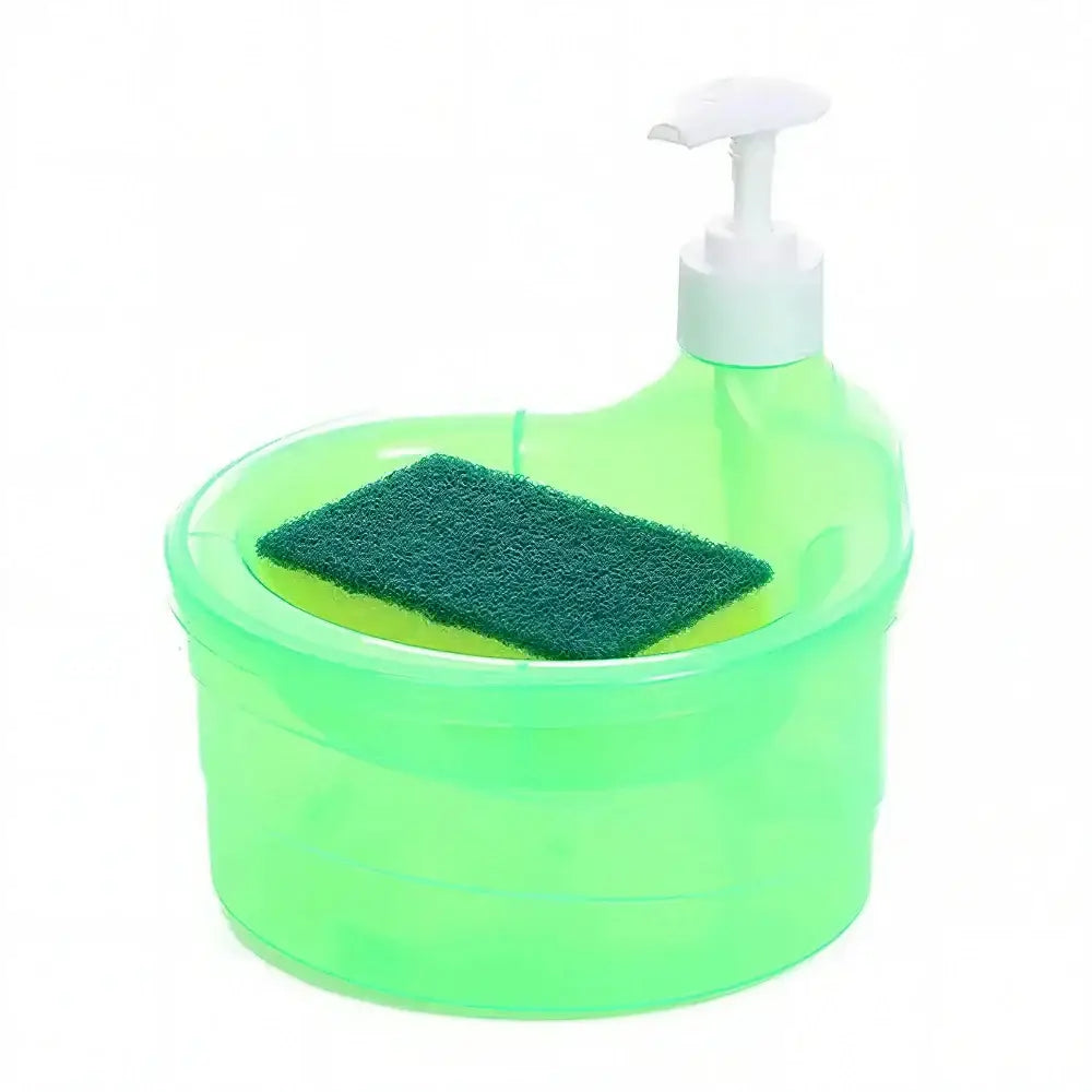 Dispenser de Detergente com Suporte para Esponja Fargos | 2 em 1 Prático e Inteligente - Verde - Dispenser de Detergente
