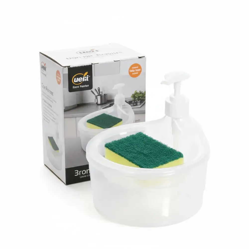 Dispenser de Detergente com Suporte para Esponja Fargos | 2 em 1 Prático e Inteligente - Dispenser de Detergente