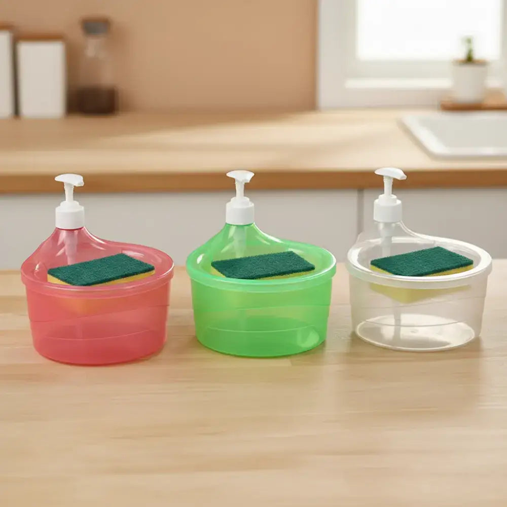 Dispenser de Detergente com Suporte para Esponja Fargos | 2 em 1 Prático e Inteligente - Dispenser de Detergente