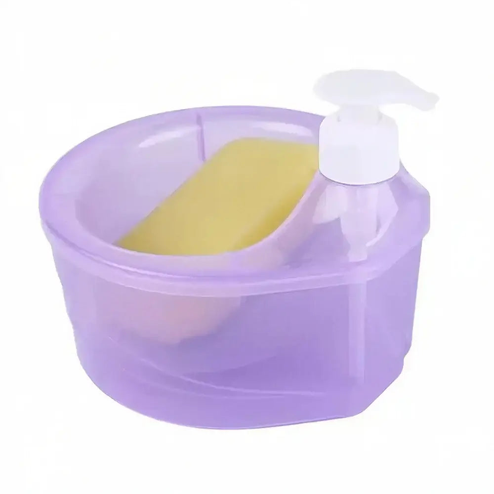 Dispenser de Detergente com Suporte para Esponja Fargos | 2 em 1 Prático e Inteligente - Roxo - Dispenser de Detergente