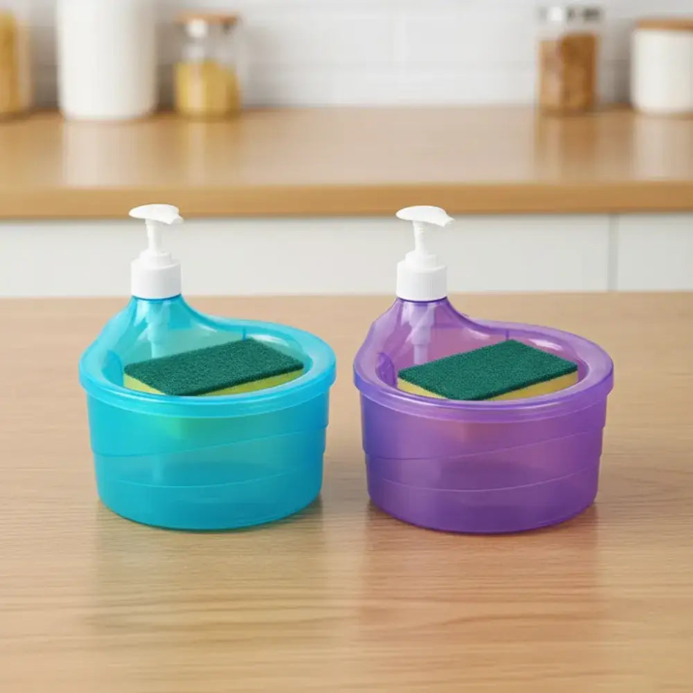 Dispenser de Detergente com Suporte para Esponja Fargos | 2 em 1 Prático e Inteligente - Dispenser de Detergente