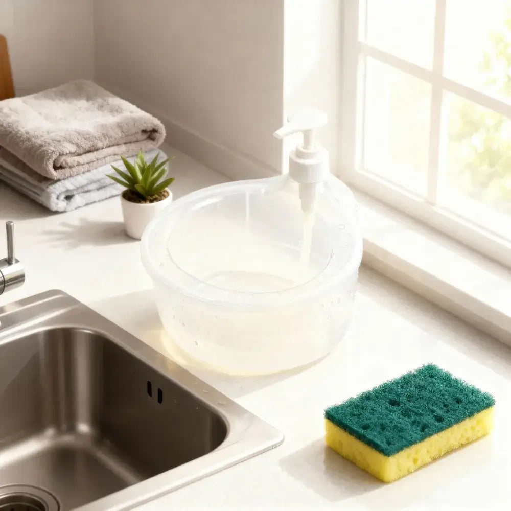 Dispenser de Detergente com Suporte para Esponja Fargos | 2 em 1 Prático e Inteligente - Dispenser de Detergente