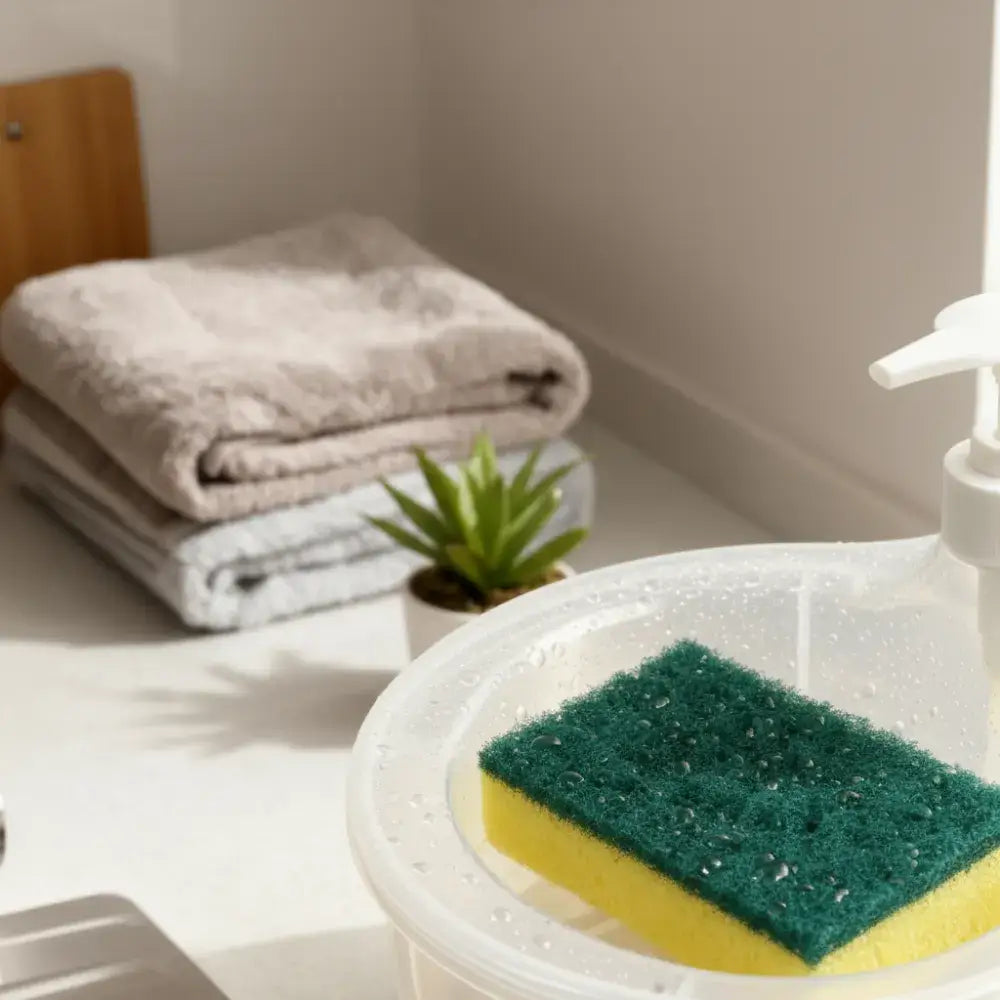 Dispenser de Detergente com Suporte para Esponja Fargos | 2 em 1 Prático e Inteligente - Dispenser de Detergente