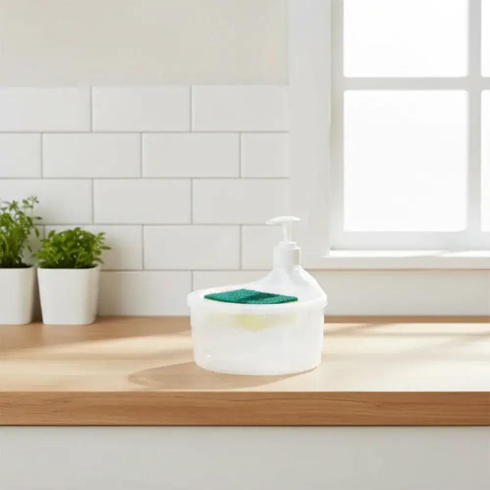 Dispenser de Detergente com Suporte para Esponja Fargos | 2 em 1 Prático e Inteligente - Dispenser de Detergente