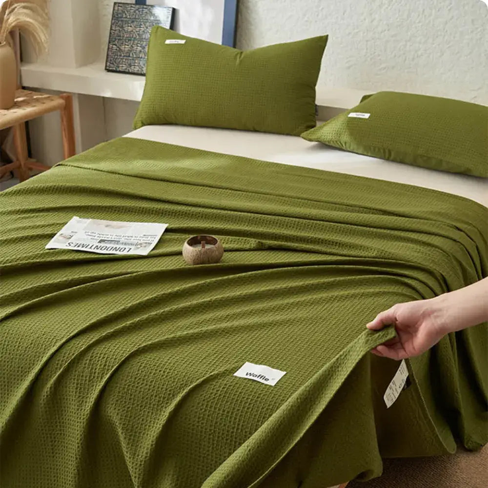 Jogo de Cama 100% Algodão Waffle - 400 fios - Jogo de Cama 100% Algodão Waffle