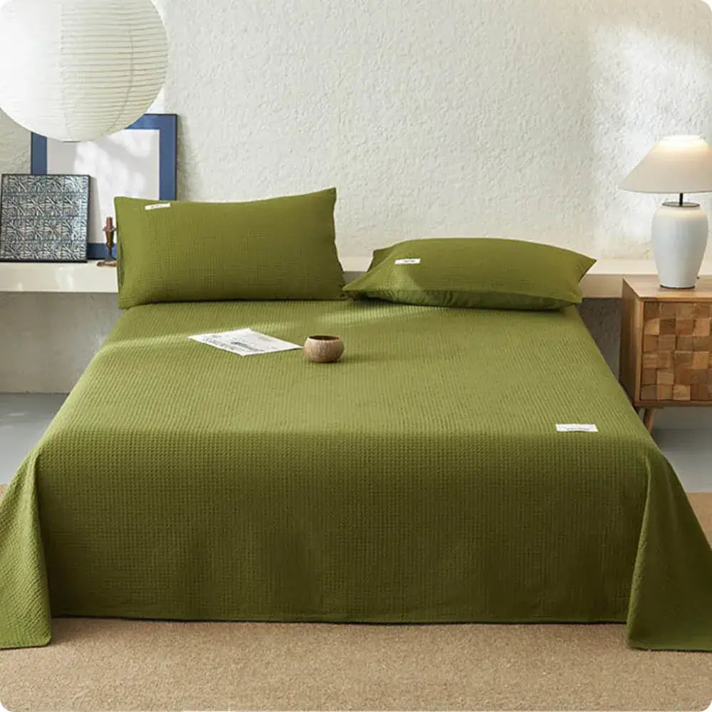 Jogo de Cama 100% Algodão Waffle - 400 fios - Jogo de Cama 100% Algodão Waffle