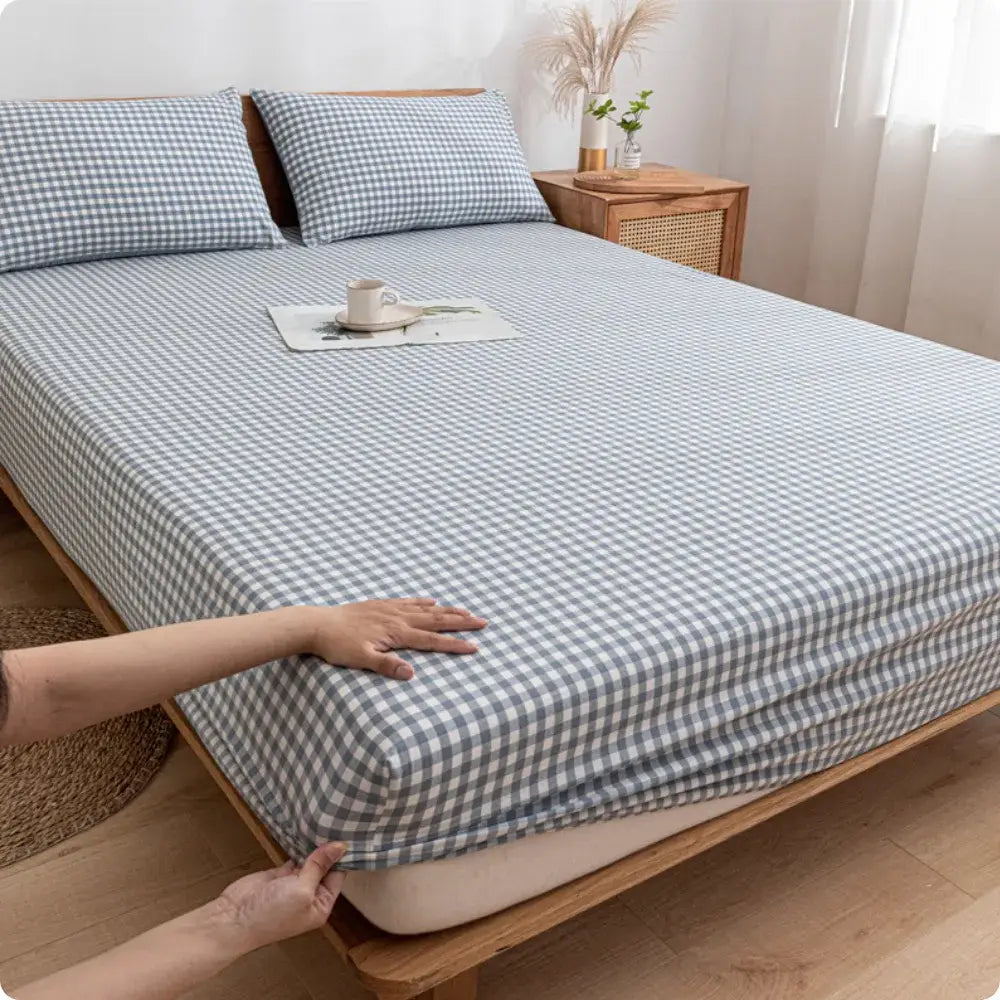 Jogo de Lençol 100% Algodão Berry - 400 Fios - Xadrez Vichy / Solteiro (1.0mx1.90m) - Jogo de Lençol 100% Algodão