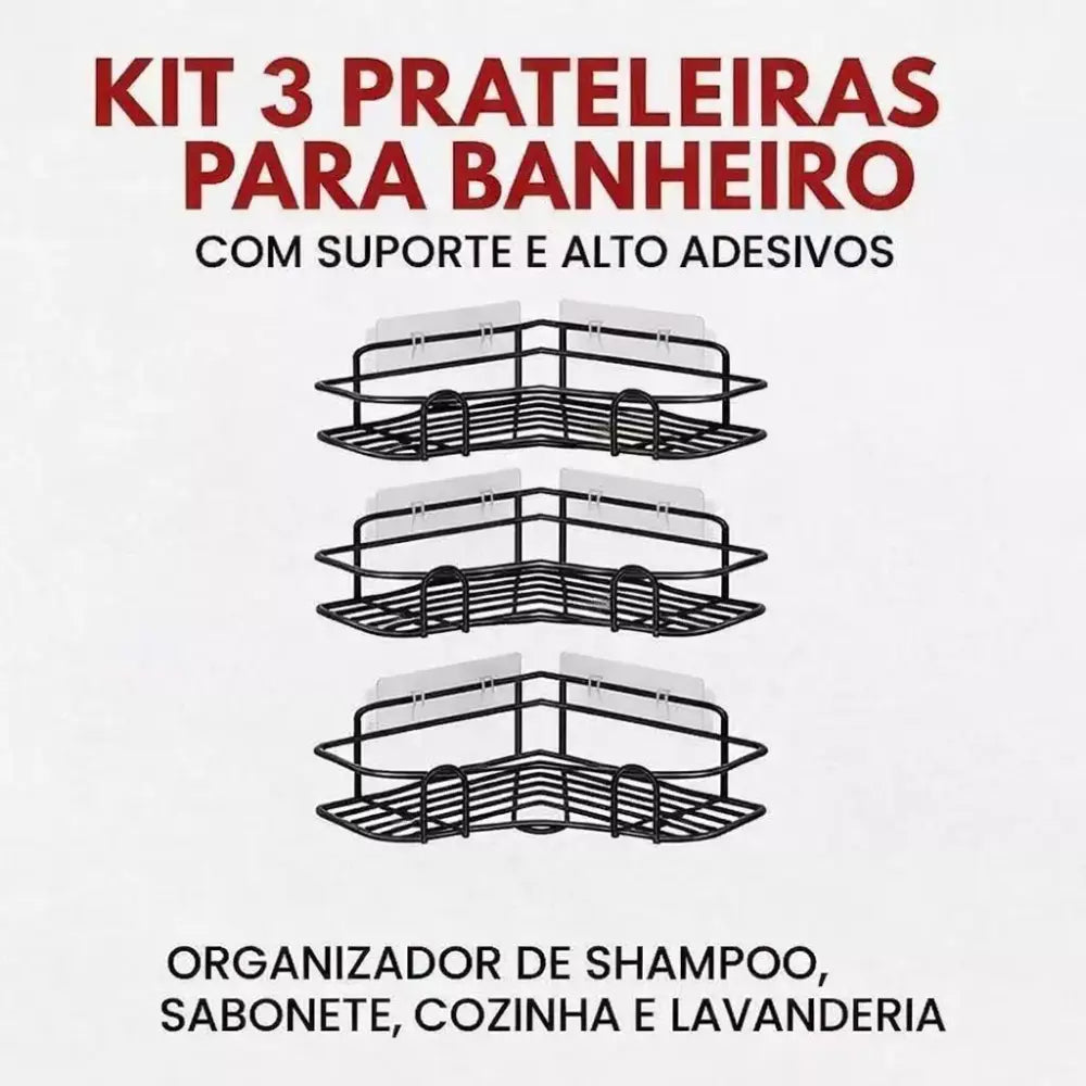 Kit Prateleiras Sem Furo para Banheiro — Organizador - Loja Fargos