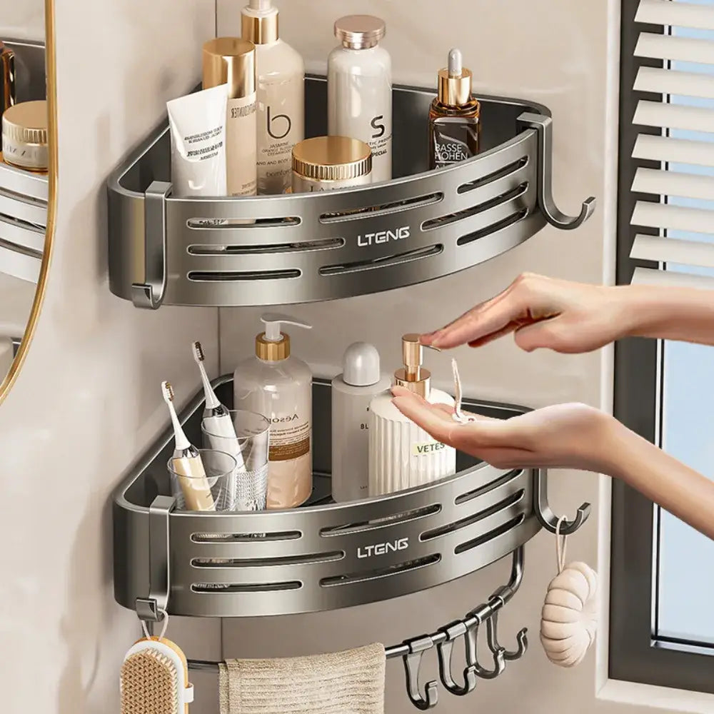 Organizador de Canto para Banheiro – Instalação Sem Furos | Fargos - Prateleira Porta Shampoo