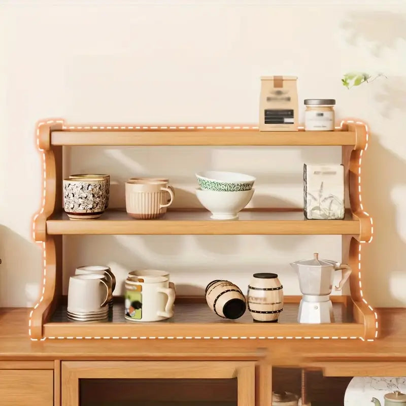 Organizador de Mesa em Madeira com 3 Andares – Acabamento Apricot - Organizador de Mesa em Madeira com 3 Andares