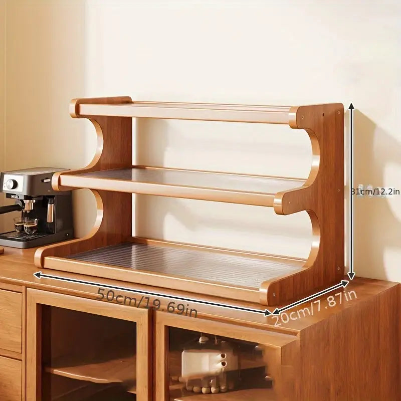 Organizador de Mesa em Madeira com 3 Andares – Acabamento Apricot - Organizador de Mesa em Madeira com 3 Andares