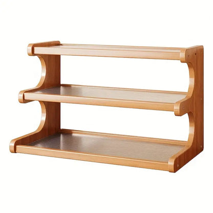 Organizador de Mesa em Madeira com 3 Andares – Acabamento Apricot - Organizador de Mesa em Madeira com 3 Andares