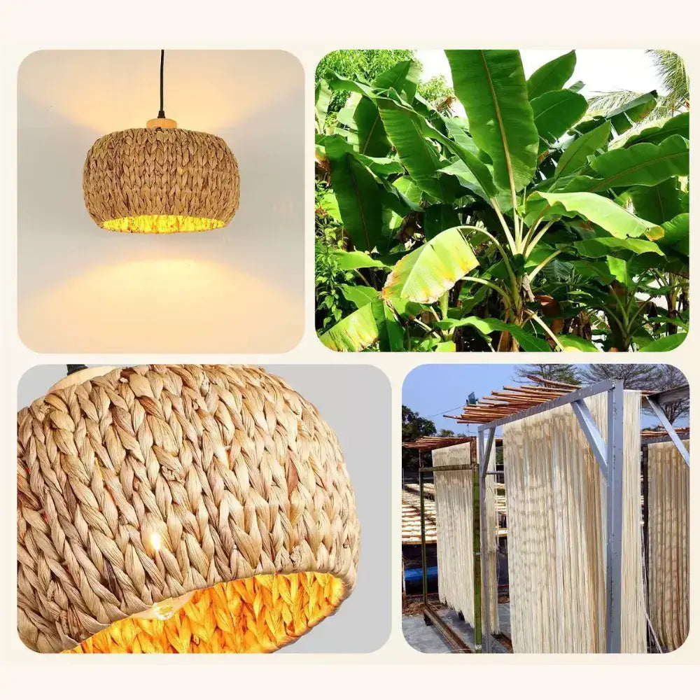 Pendente Bambu Rústico com Palha Trançada Fargos - Pendente