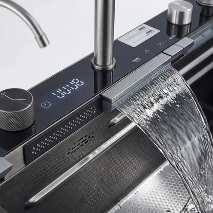 Pia de Cozinha Cuba Cascata Inox com Torneira e Acessórios Gourmet - Cuba Cozinha