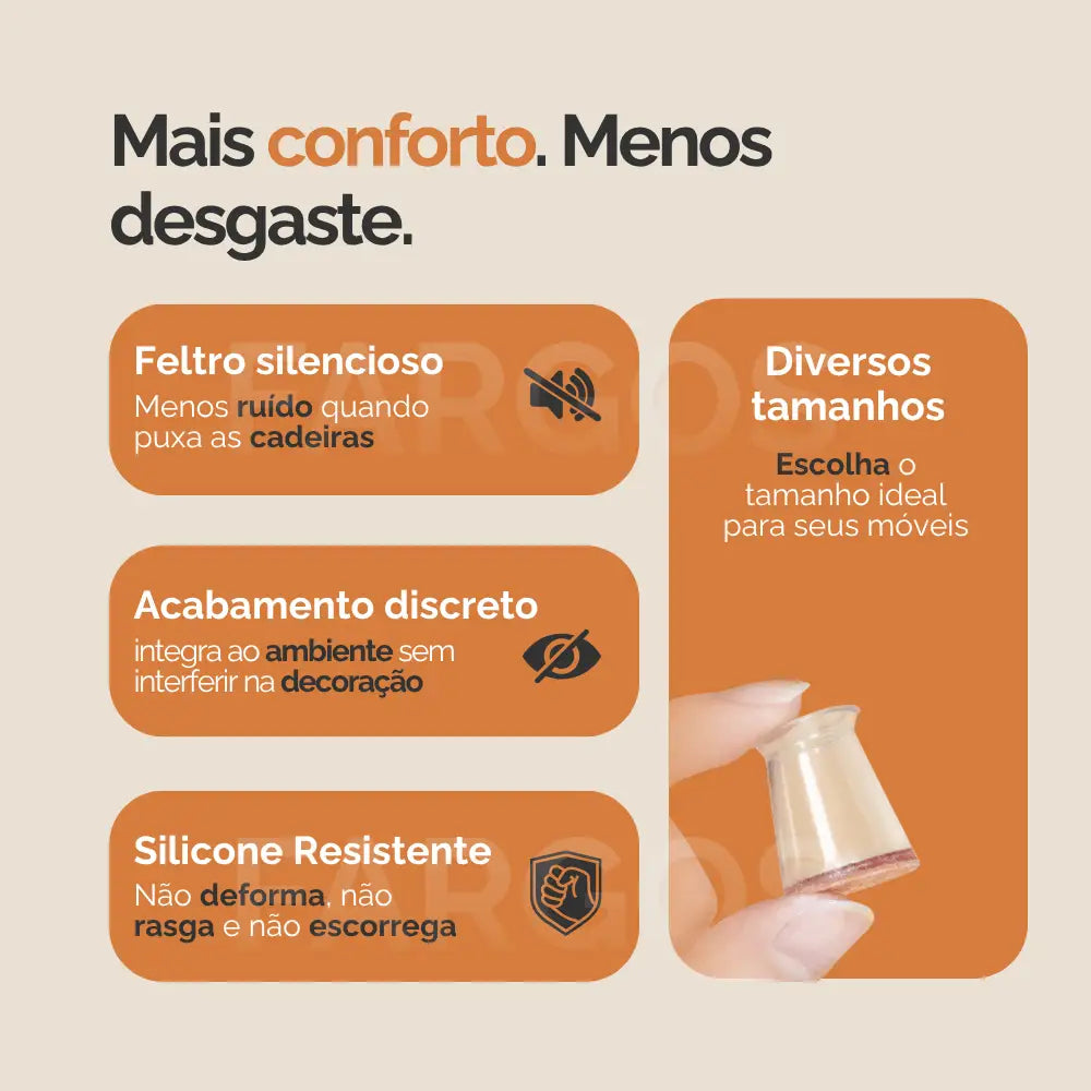 Protetor para Pernas de Móveis Silenzio® – Antirrisco Antirruído - Protetor para Pernas de Móveis Silenzio