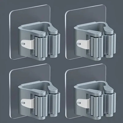 Suporte Adesivo para Vassouras e Mops – Ganchos sem Furo e Resistentes - Grey 4pcs