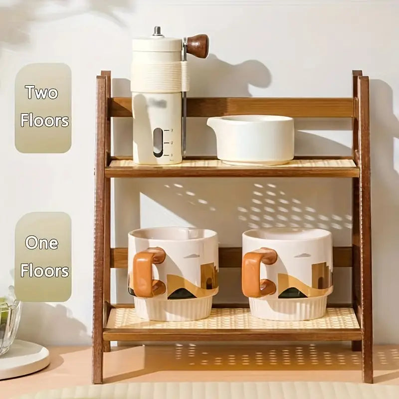 Suporte de Madeira Duplo para Xícaras – Organizador Vertical